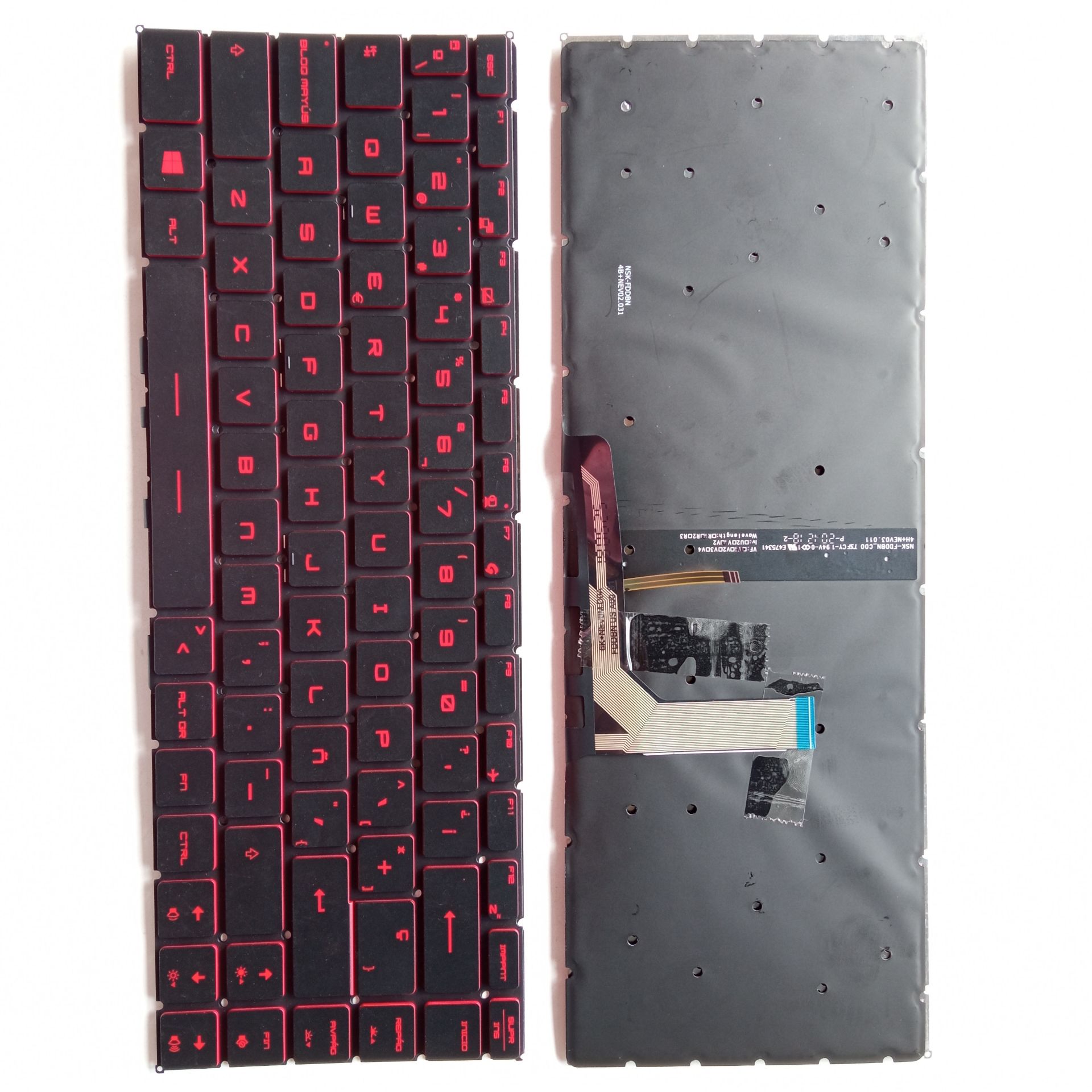 Picture of New Replacement Laptop Keyboard For MSI GS65 small carriage return BLACK Backlit,Red Printing,Red side (OEM) SP Layout